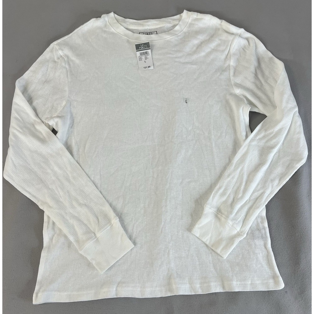 Rue 21 Men's White Thermal Long Sleeve Shirt Sz Large New